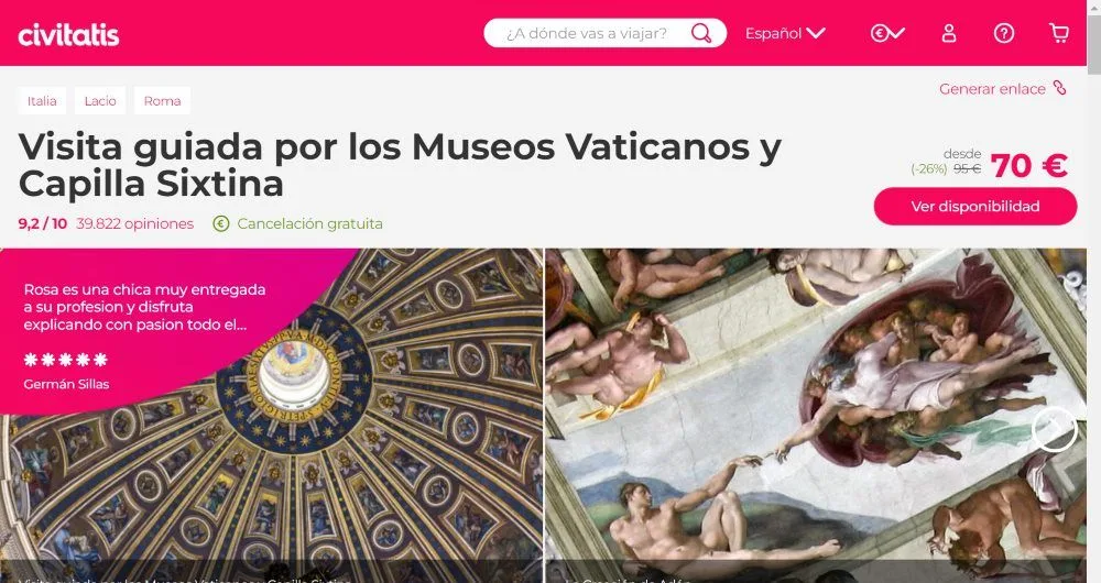 Formulario de reserva del tour por el Vaticano de Civitatis